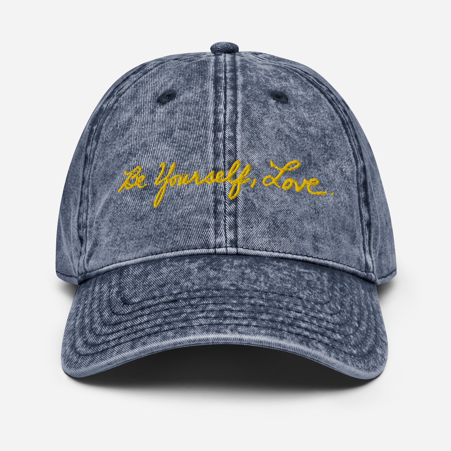 Be Yourself, Love. - Vintage Cotton Twill Cap With Yellow