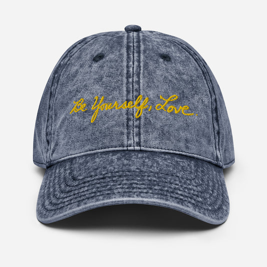 BYL Vintage Cotton Twill Cap With Yellow