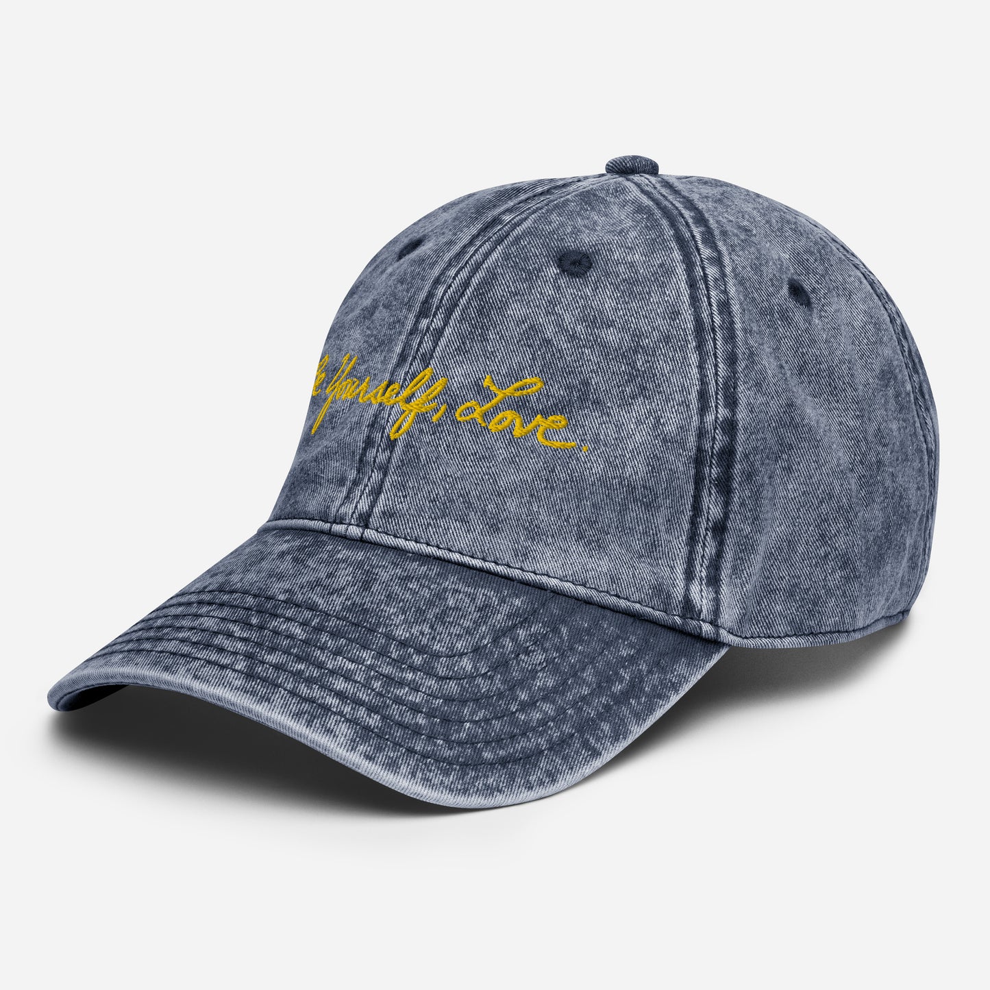 Be Yourself, Love. - Vintage Cotton Twill Cap With Yellow