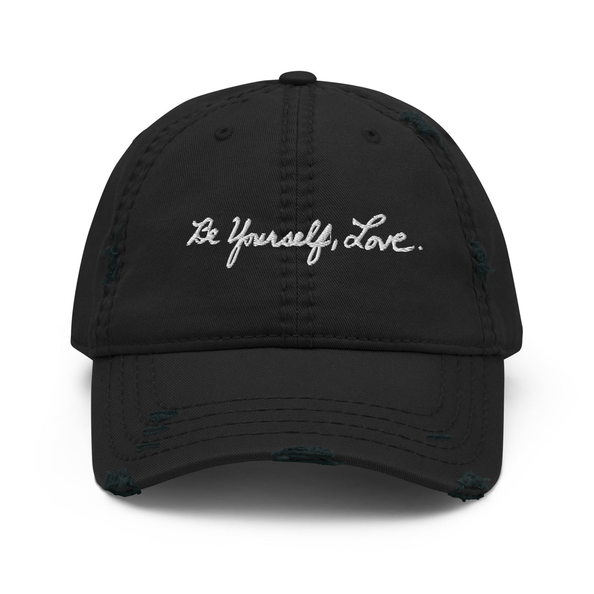 New Custom Designed Black Distressed Baseball Cap with All You Need Is Love Black Distressed Cap – ALBINA DYLA main image 2